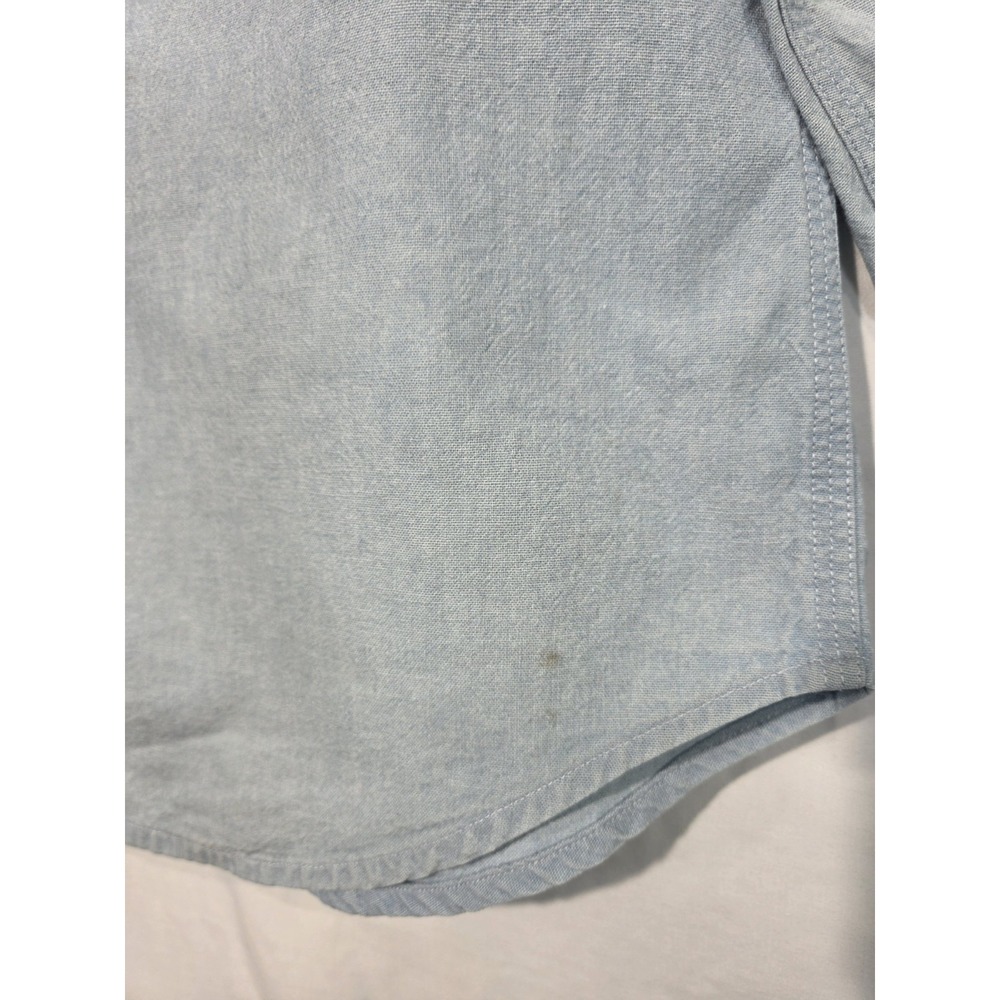 Vintage POLO Sport RALPH LAUREN Shirt Chambray Spell Out USA Flag 90s Blue Large - Picture 4 of 9